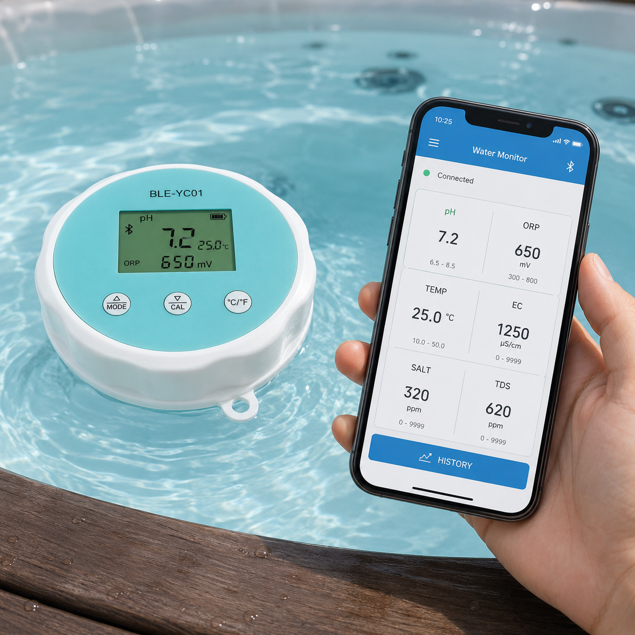 Analyseur Eau Spa Connecté - pH, Chlore